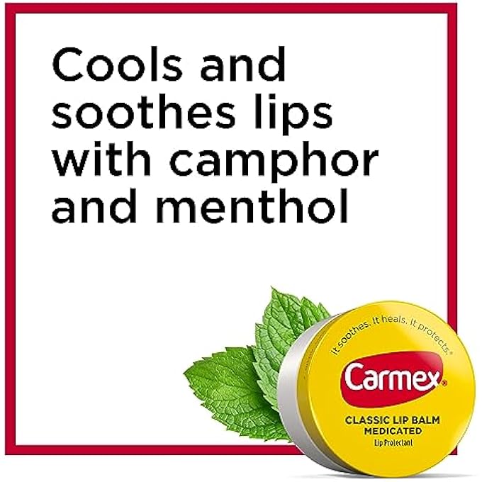 CARMEX MEDICATED LIP BALM JAR, LIP MOISTURIZER FOR DRY, CHAPPED LIPS, 0.25 OZ - (4 PACKS OF 3) - Image 3